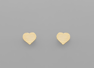 Matte Gold Heart Stud Earrings