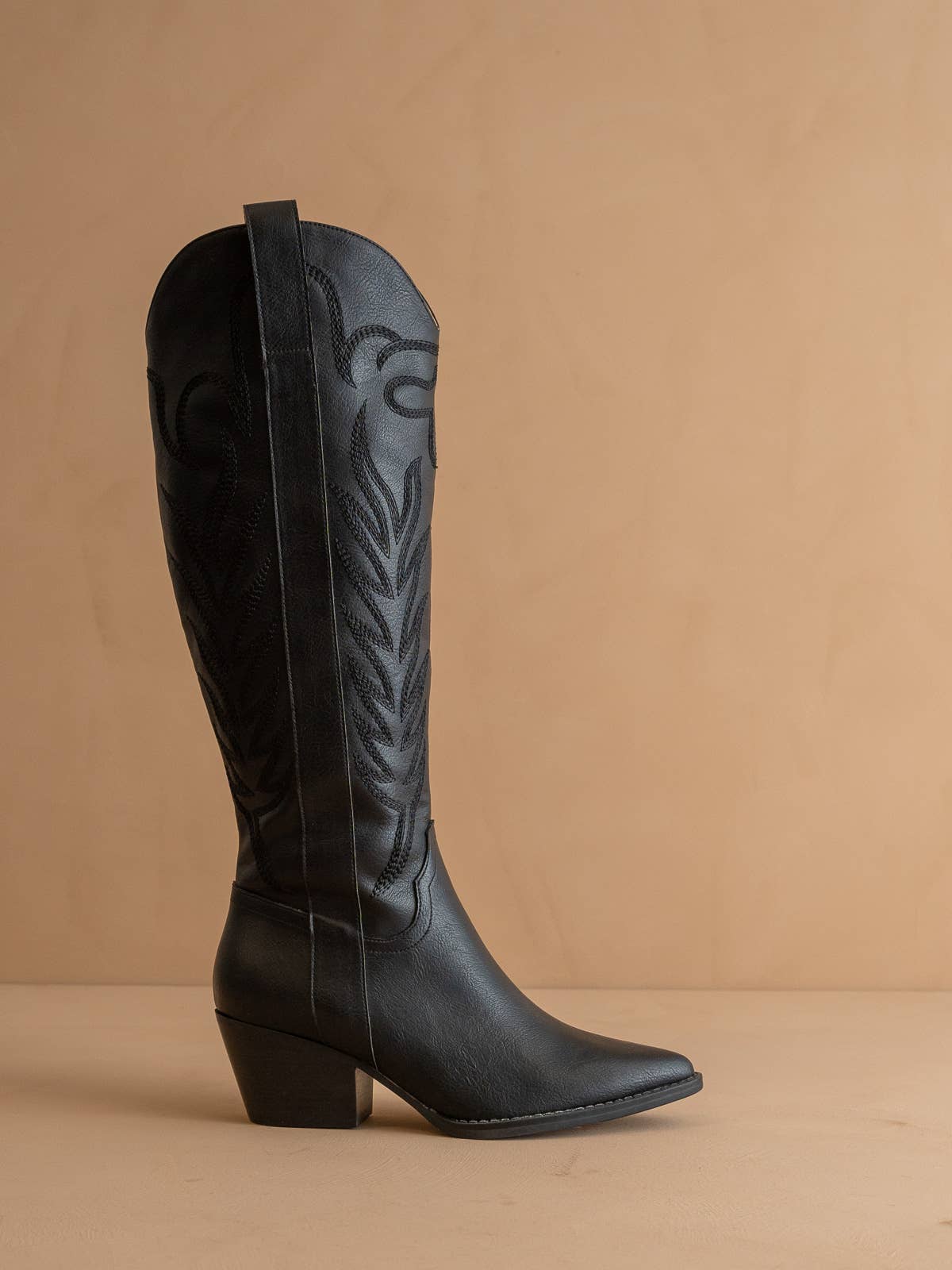 The Samara Black Embroidered Western Tall Boot