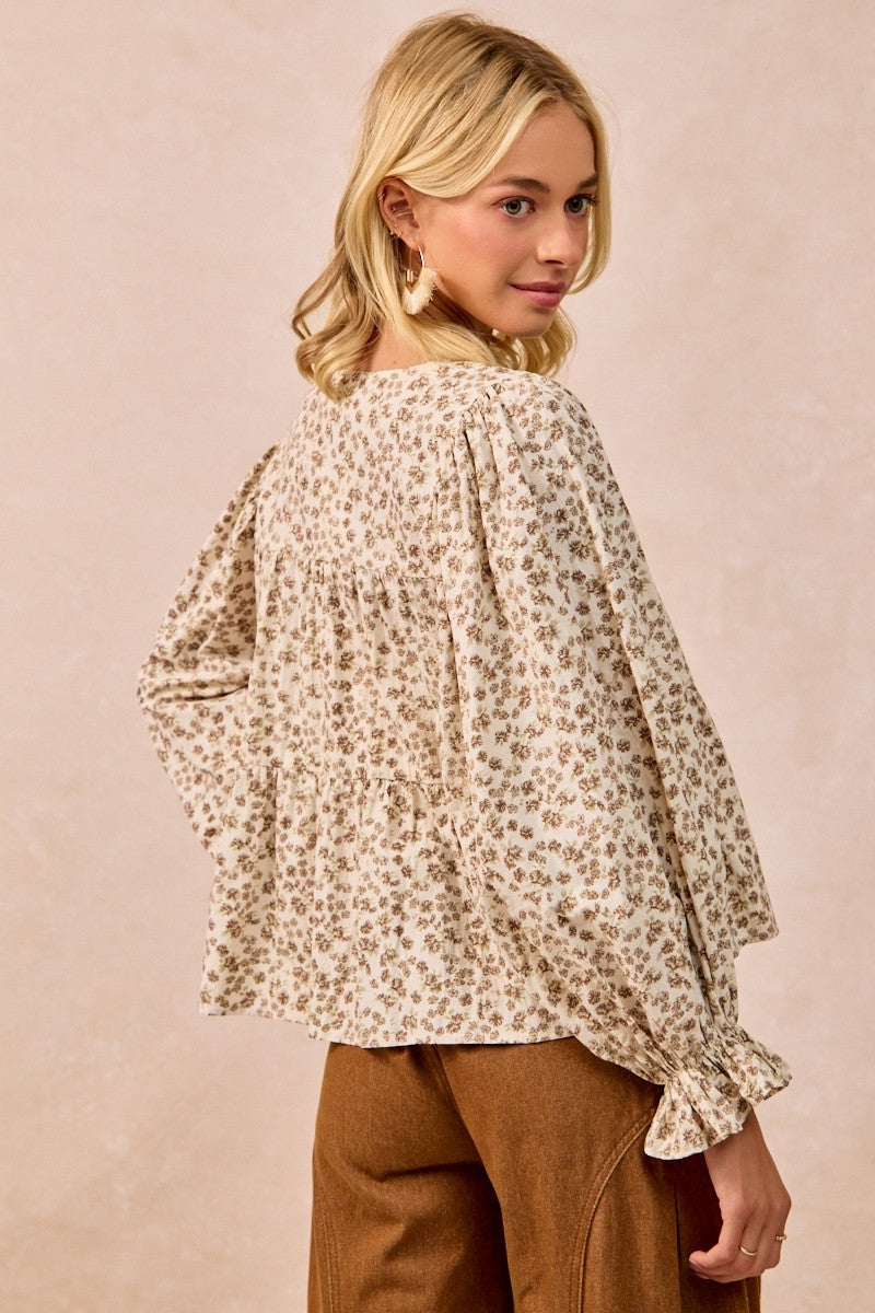 Printed Peplum Floral Top