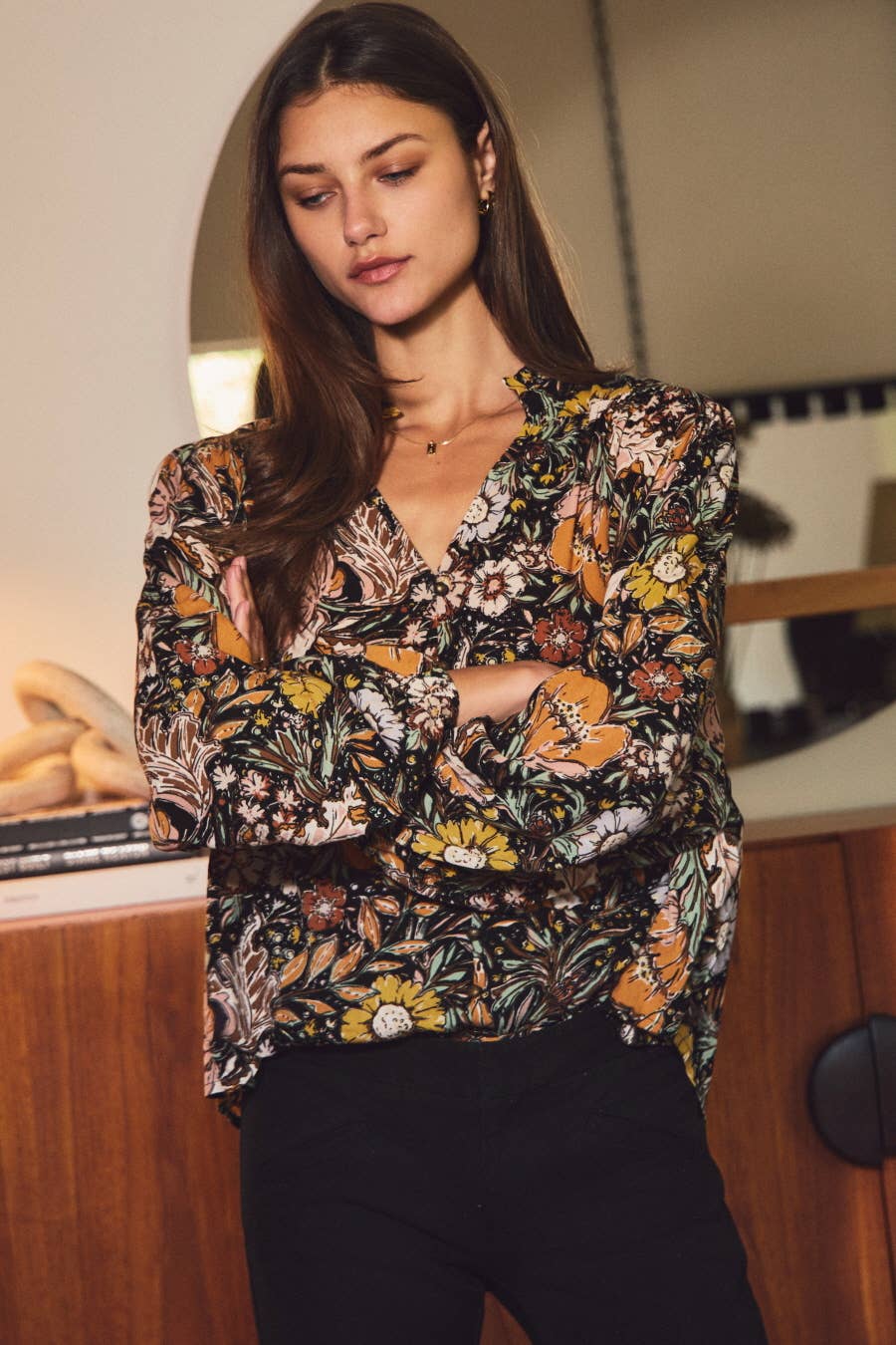 Leaves are Turning Floral Blouse