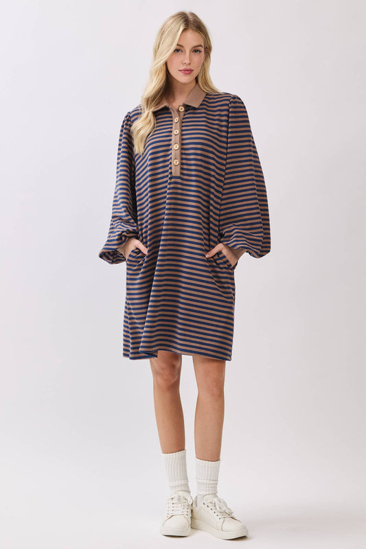 Striped Polo Shift Dress