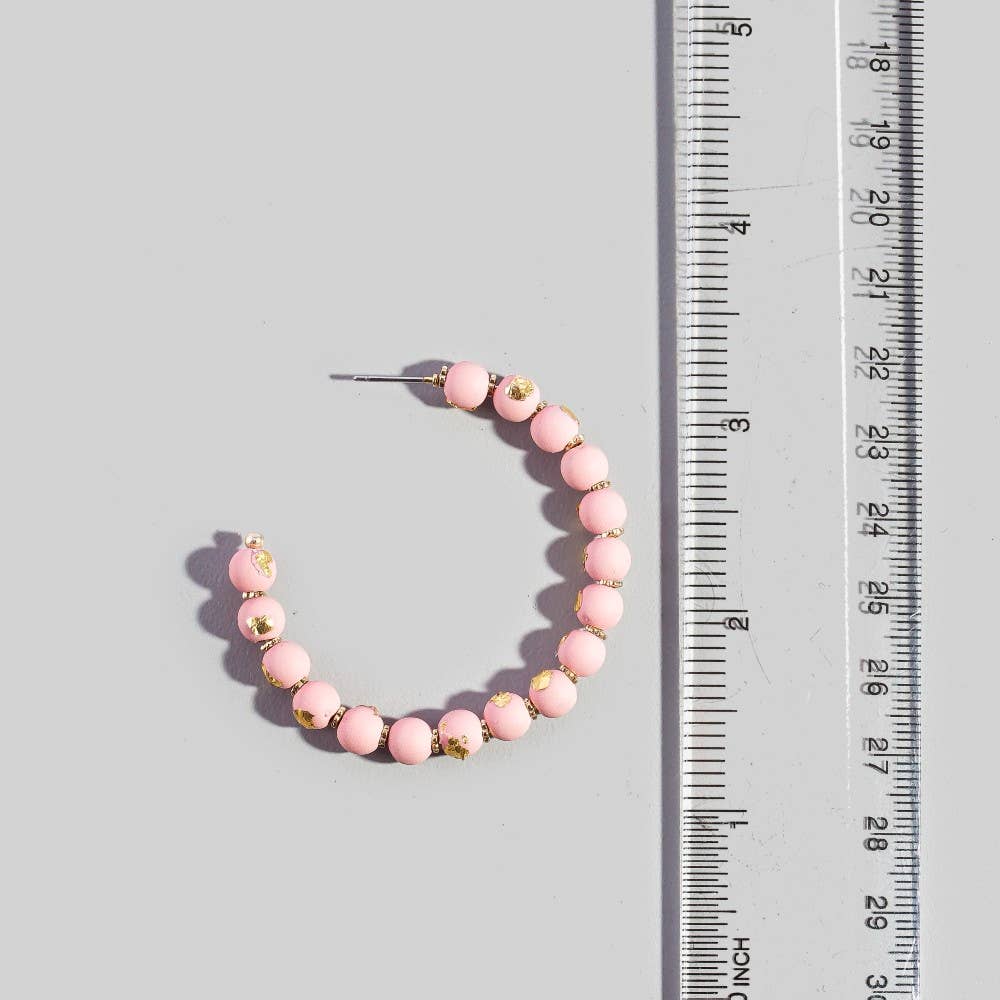 Ball Beaded Hoop Earrings