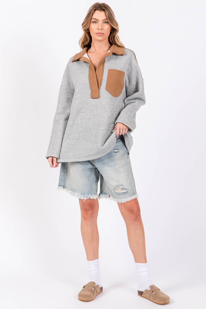 COLOR BLOCK OVERSIZED PULLOVER