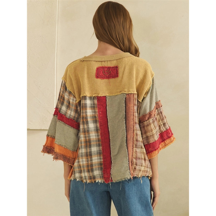 In a Field of Fall Waffle Knit Top