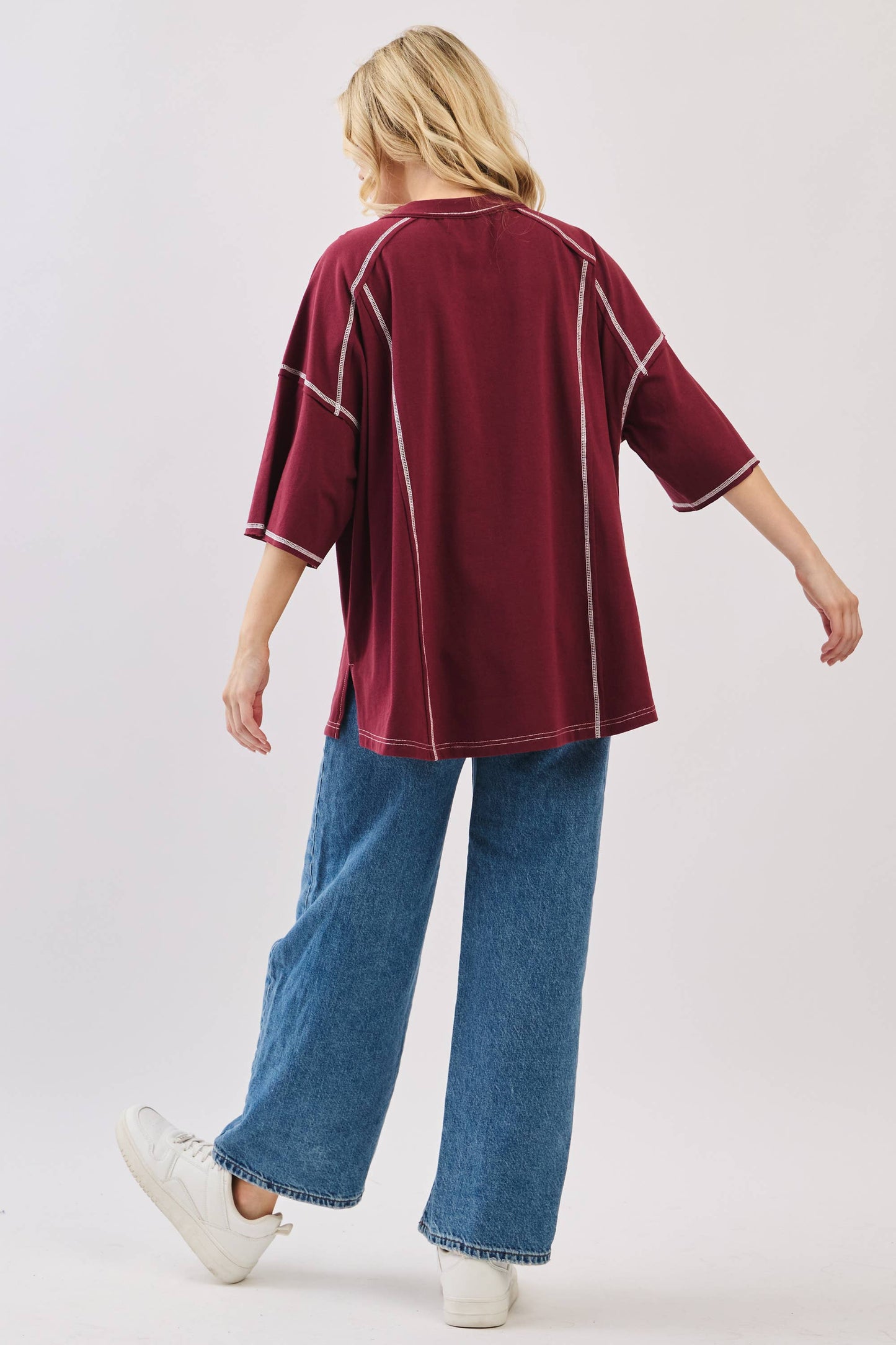 Relaxed Game Day Button Henley Tee