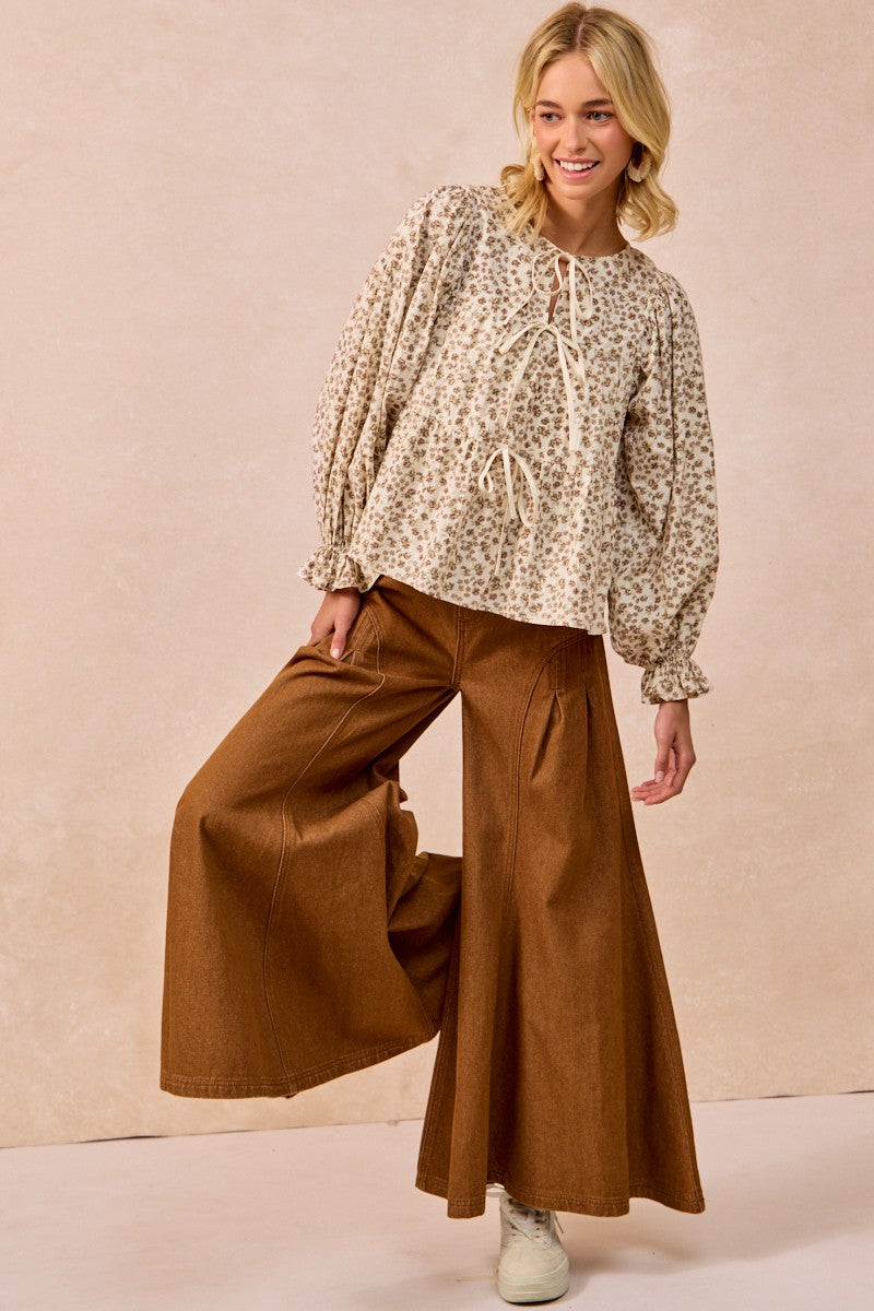 Printed Peplum Floral Top