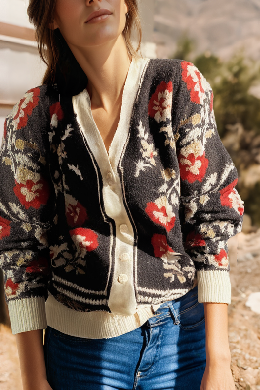 Floral V-Neck Cardigan