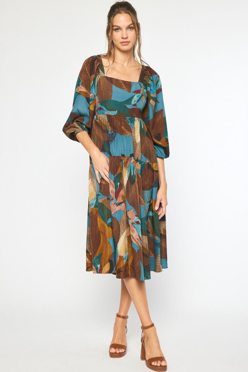 Leaf It To Me Teal Dress