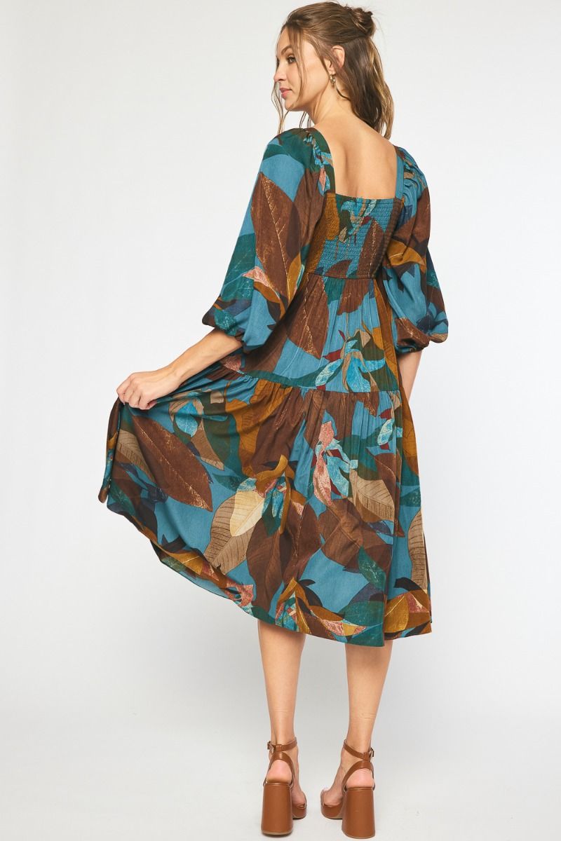 Leaf It To Me Teal Dress