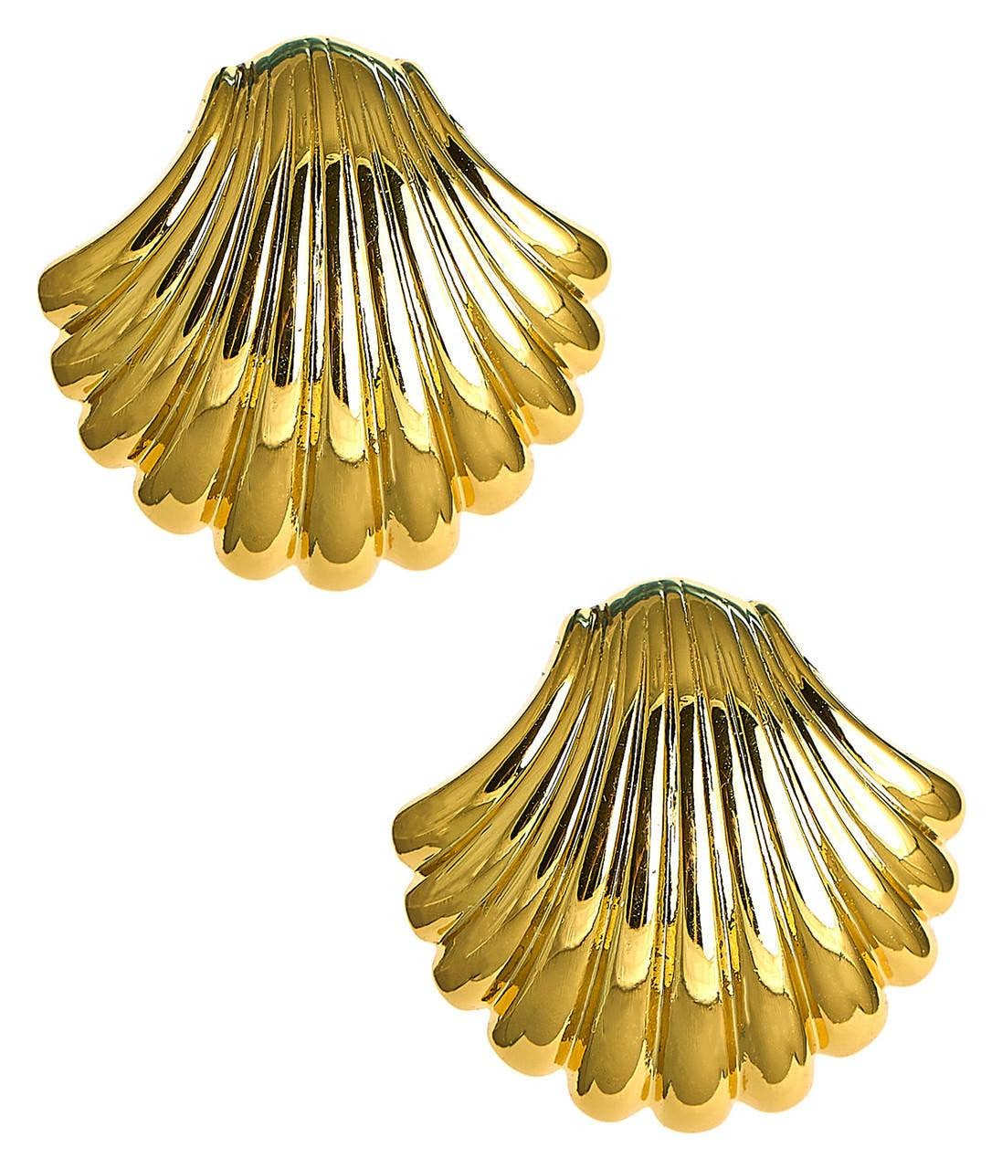 Large Meeghan - Gold Shell Stud - 18k Gold Plated