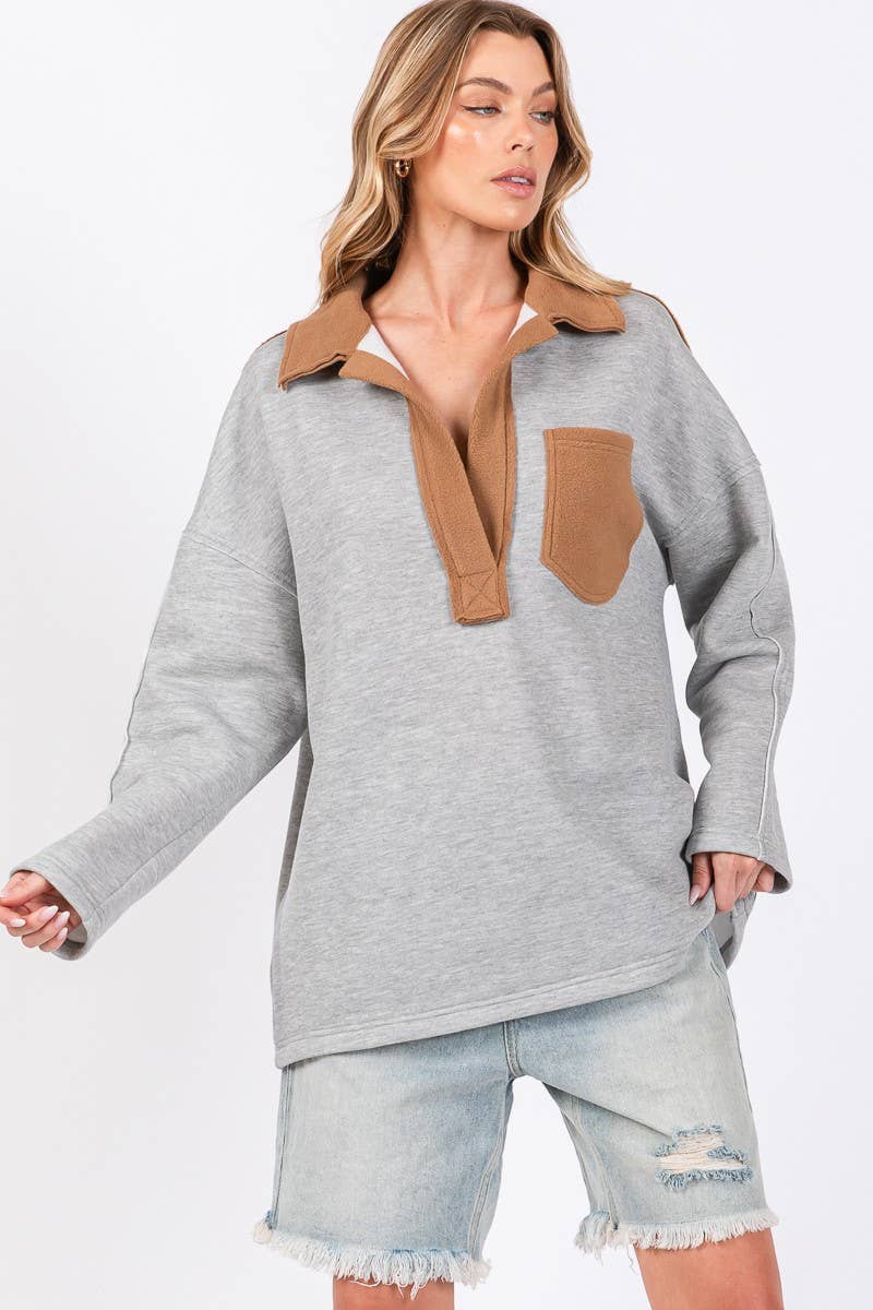 COLOR BLOCK OVERSIZED PULLOVER