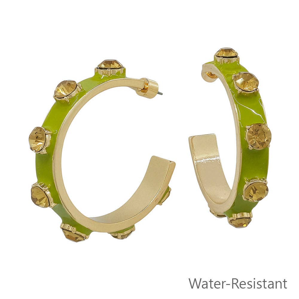 7MM Olive Epoxy Stone Hoop Earring