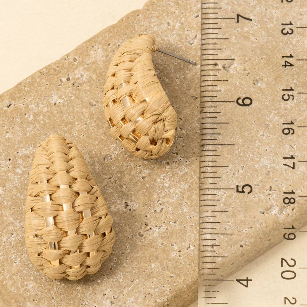 Raffia Weave Teardrop Dangle Earrings: LBR