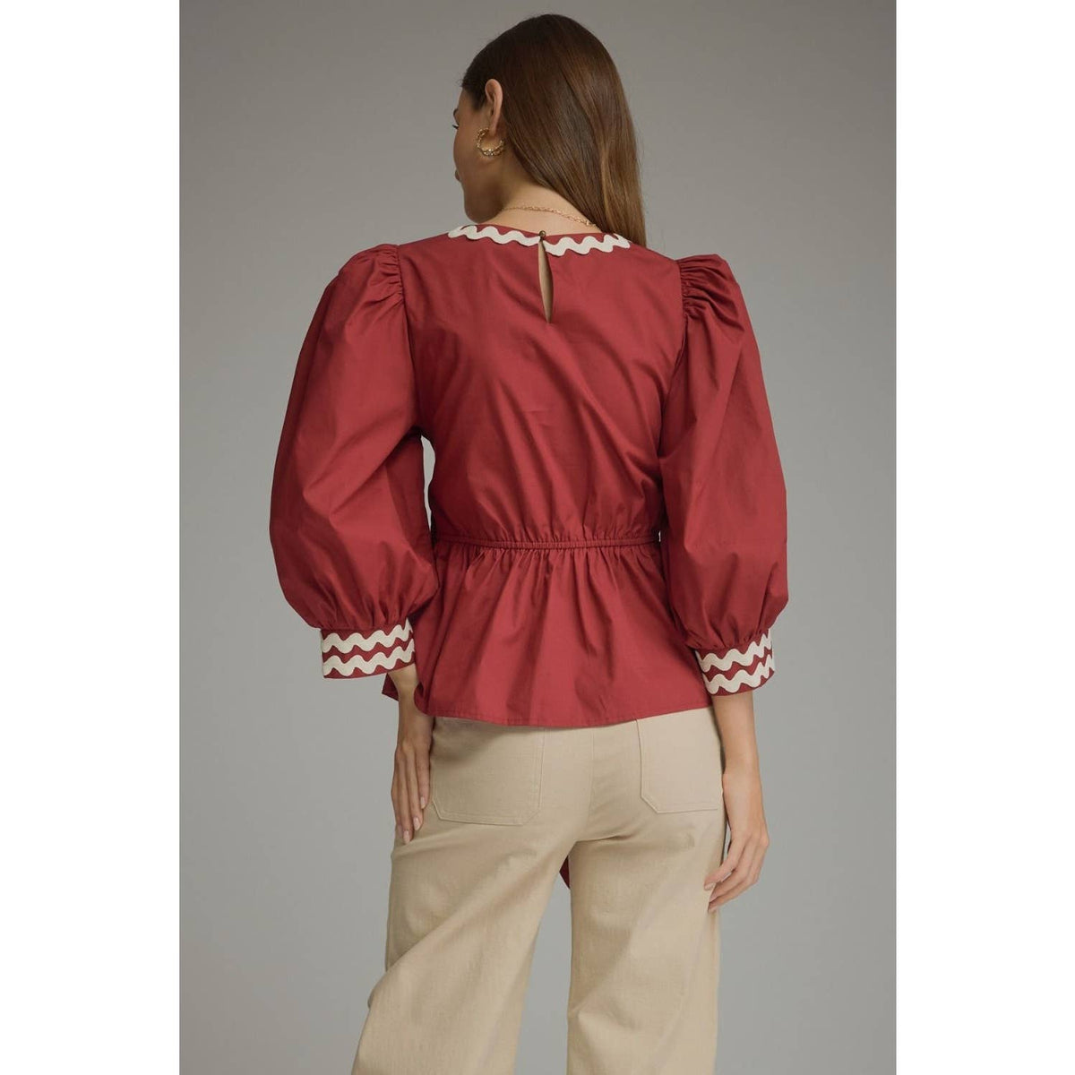 Burgundy Puff Sleeve Top