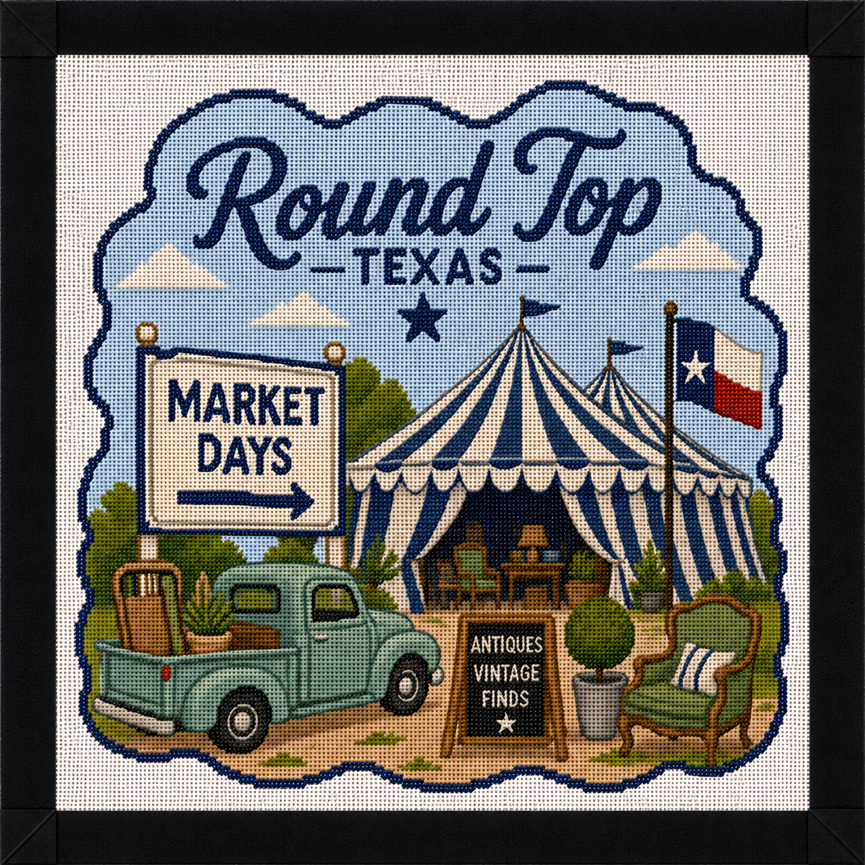 Round Top Texas Printed Needlepoint Canvas