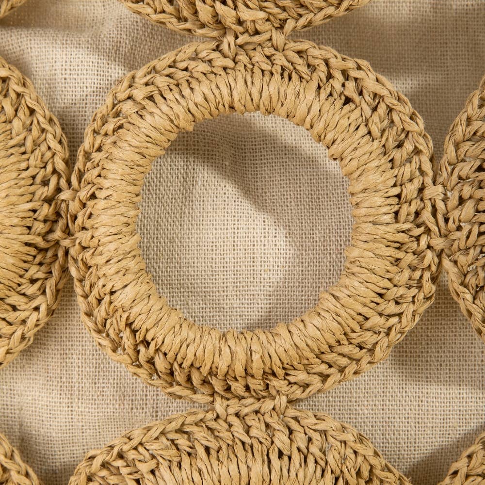 Straw Round Pattern Mesh Handbag