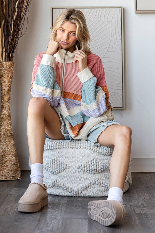 Color Block Oversized Pullover