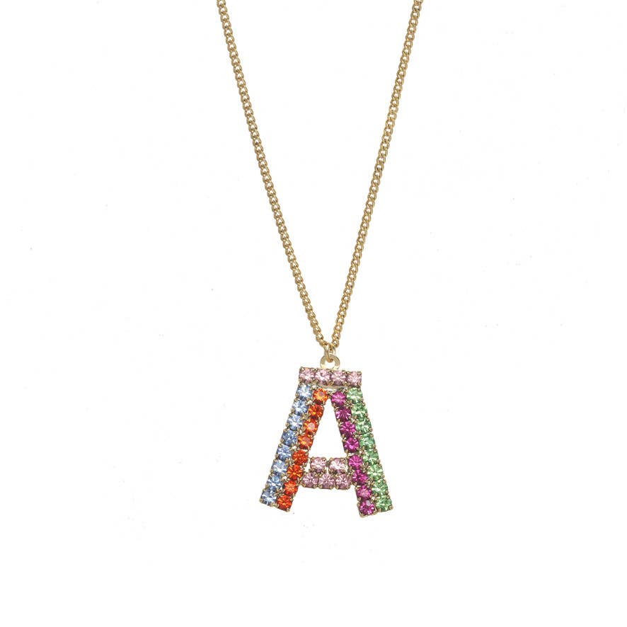 TOVA Mini Monogram Multicolor Crystal Necklace