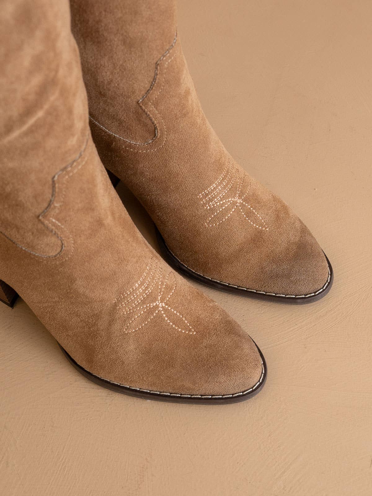 The Roxanne Latte Knee High Western Bucket Boot