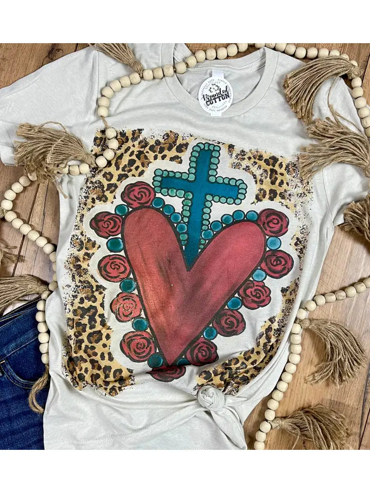 Leopard Scared Heart Tee