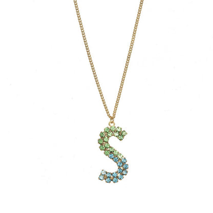 TOVA Mini Monogram Multicolor Crystal Necklace