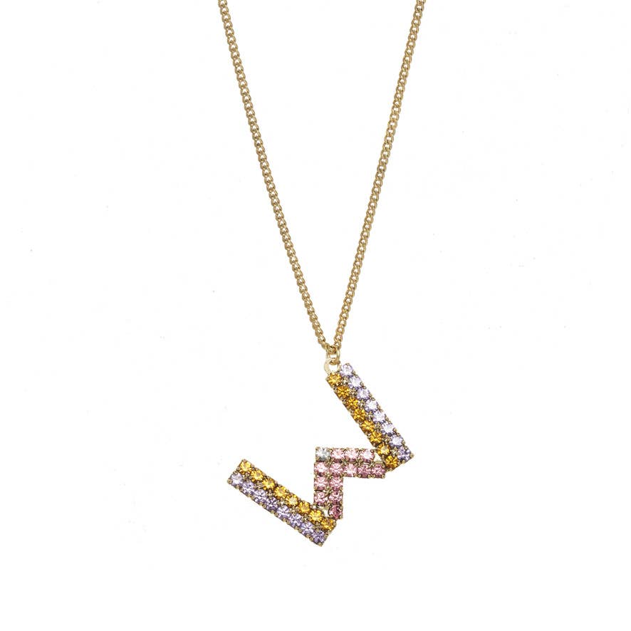 TOVA Mini Monogram Multicolor Crystal Necklace