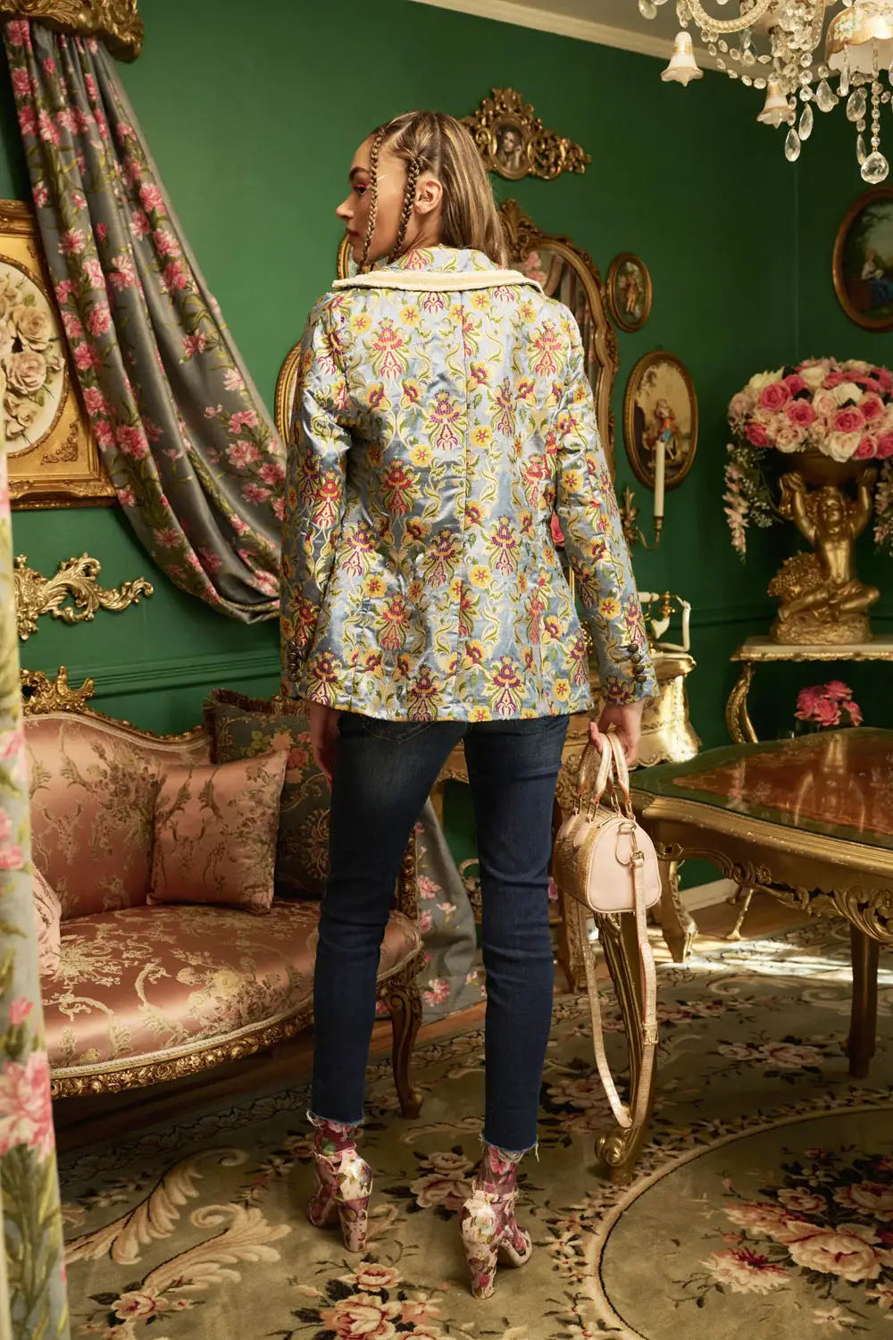 Renaissance Silk Jacquard Platinum Gold Blazer