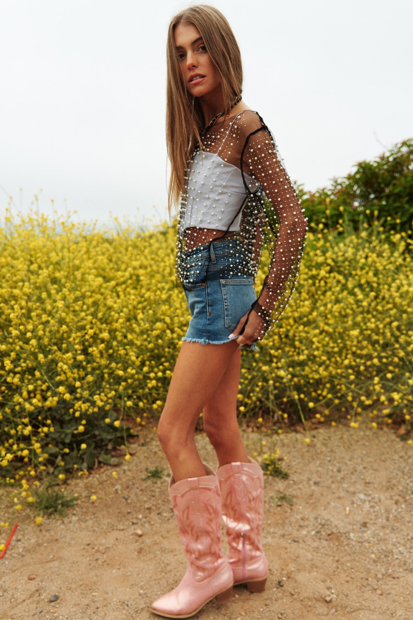 Pearl Mesh Top