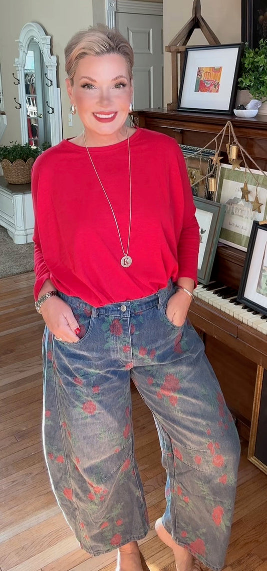 Rose Denim Barrell Jean