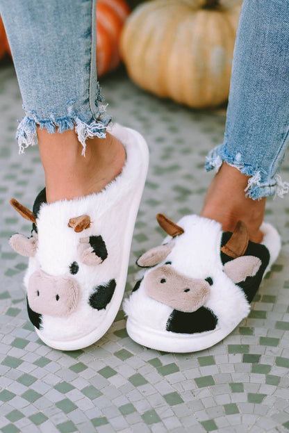 Animal Cow Plush Slippers