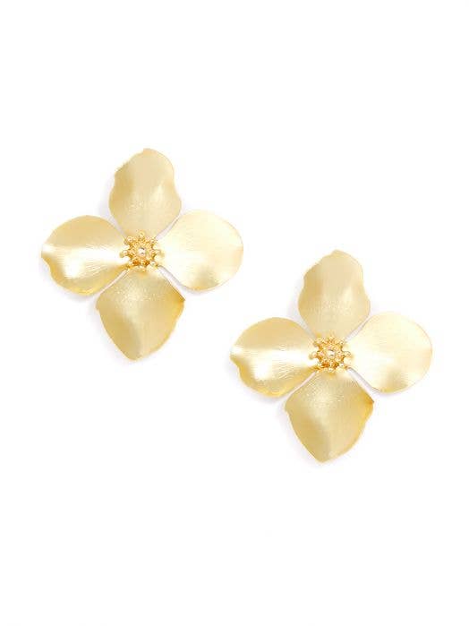 Matte 18k Gold-Plated Garden Party Statement Earring: Matte Gold