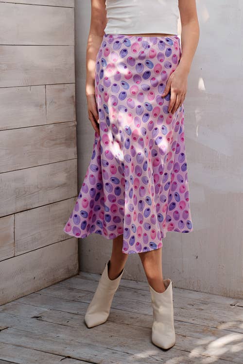 Olive Midi Print Skirt