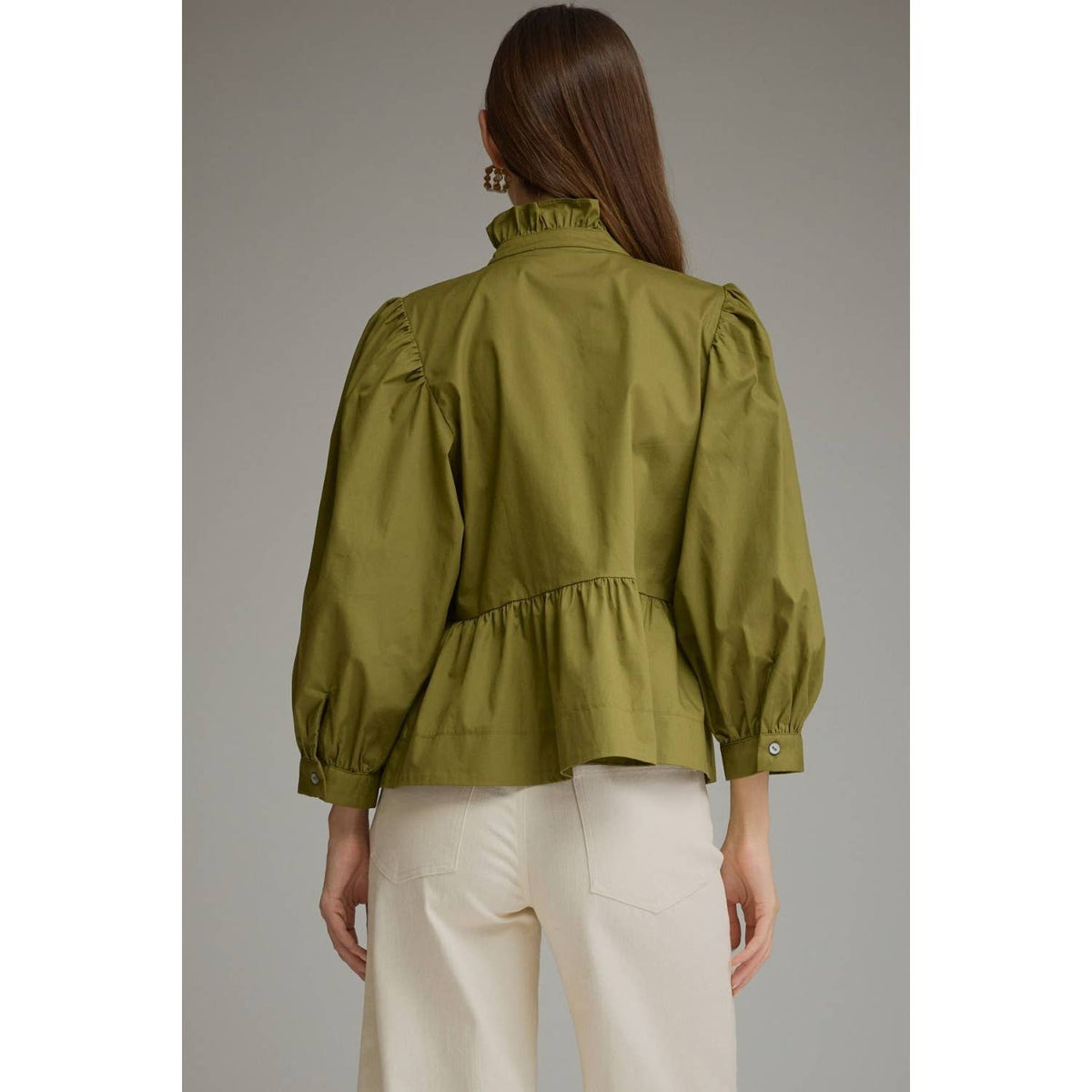 Martini Olive Puff Long Sleeve Top