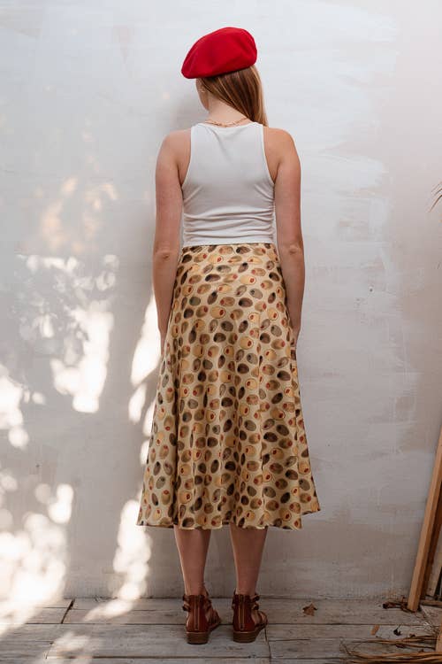 Olive Midi Print Skirt