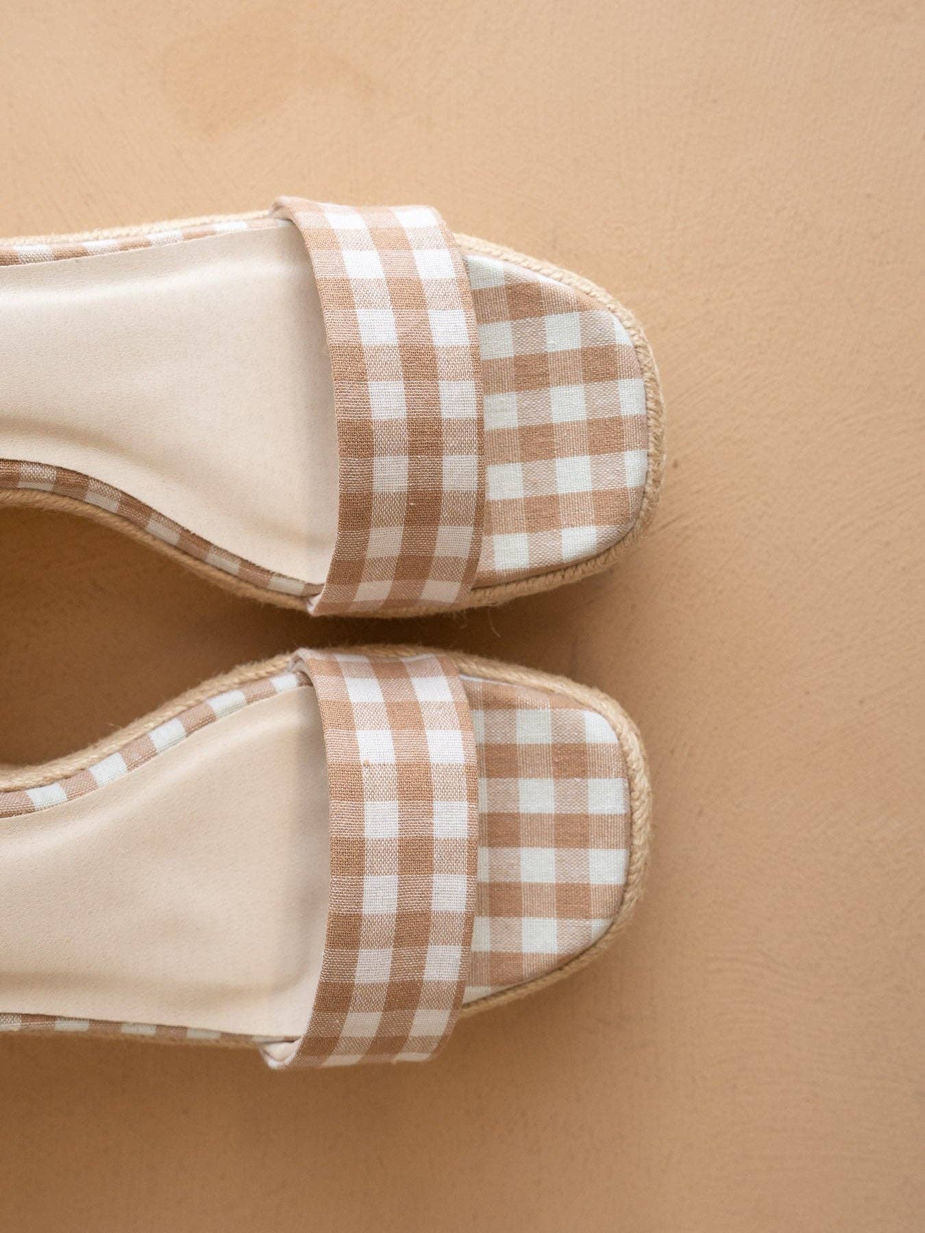The Oceana Latte Gingham Wrap Wedge