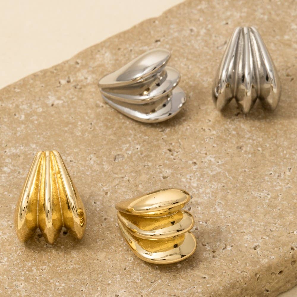 Gold Dipped Layered Triangular Hoop Earrings
