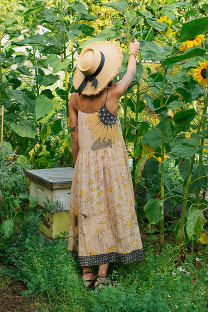 Milk & Honey Bohéme Slip Dress with Bees and Sunflower