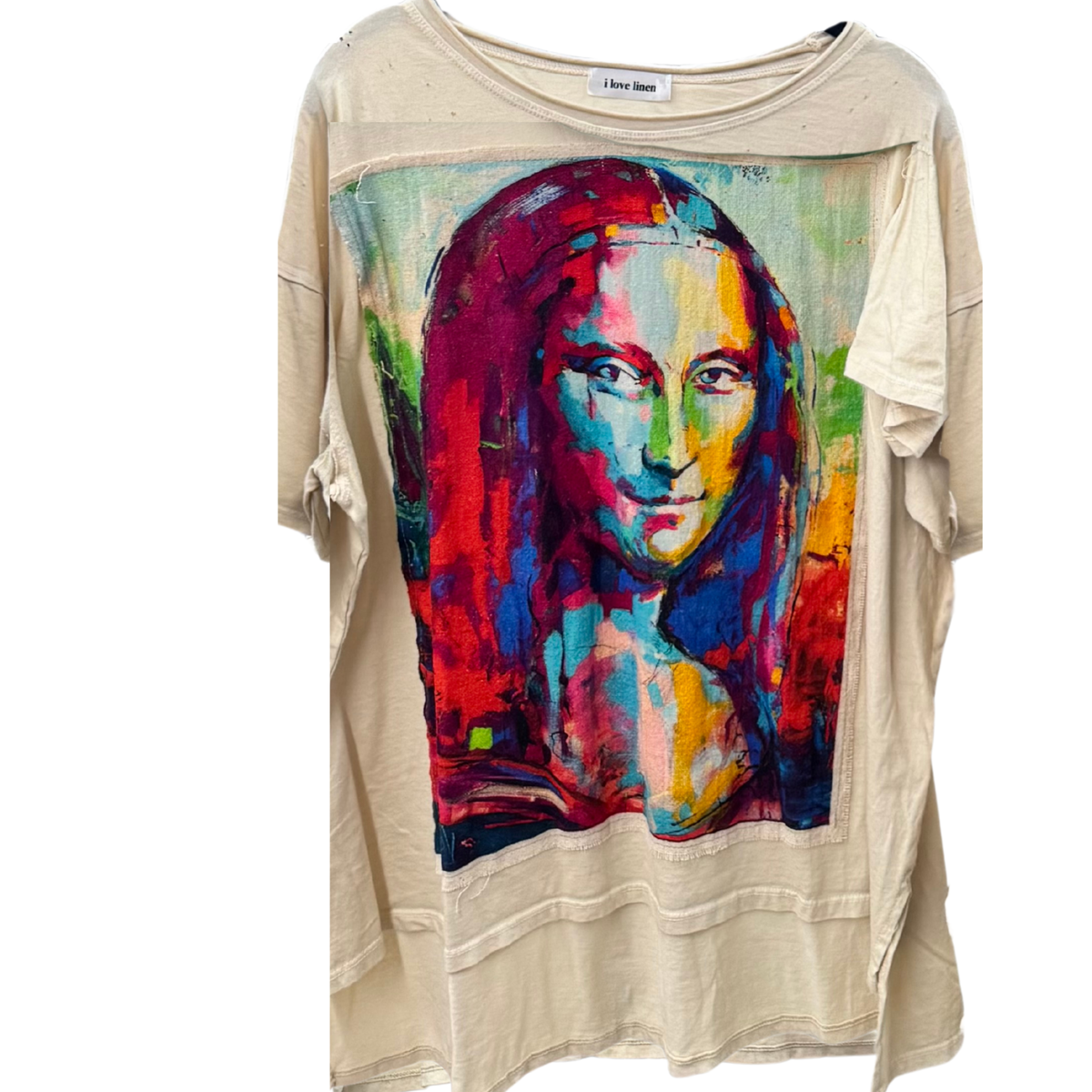 Mona Lisa Abstract Patchwork Oversized Tee