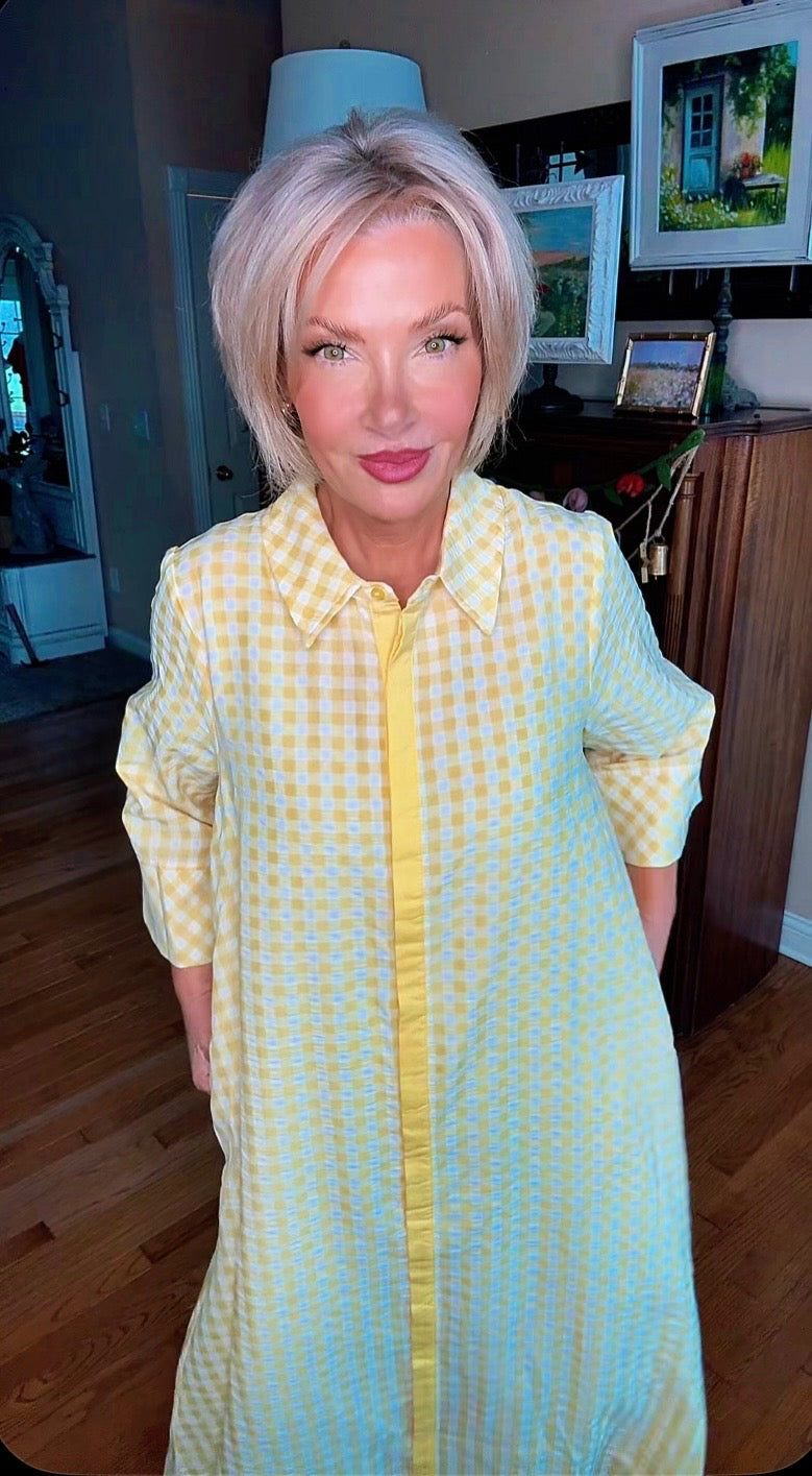 In Love with Gingham Midi Dress