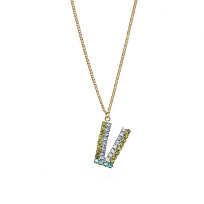 TOVA Mini Monogram Multicolor Crystal Necklace