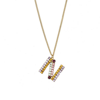 TOVA Mini Monogram Multicolor Crystal Necklace