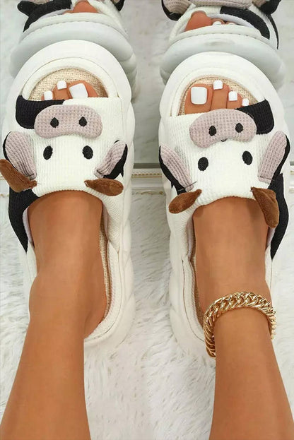 Animal Cow Plush Slippers