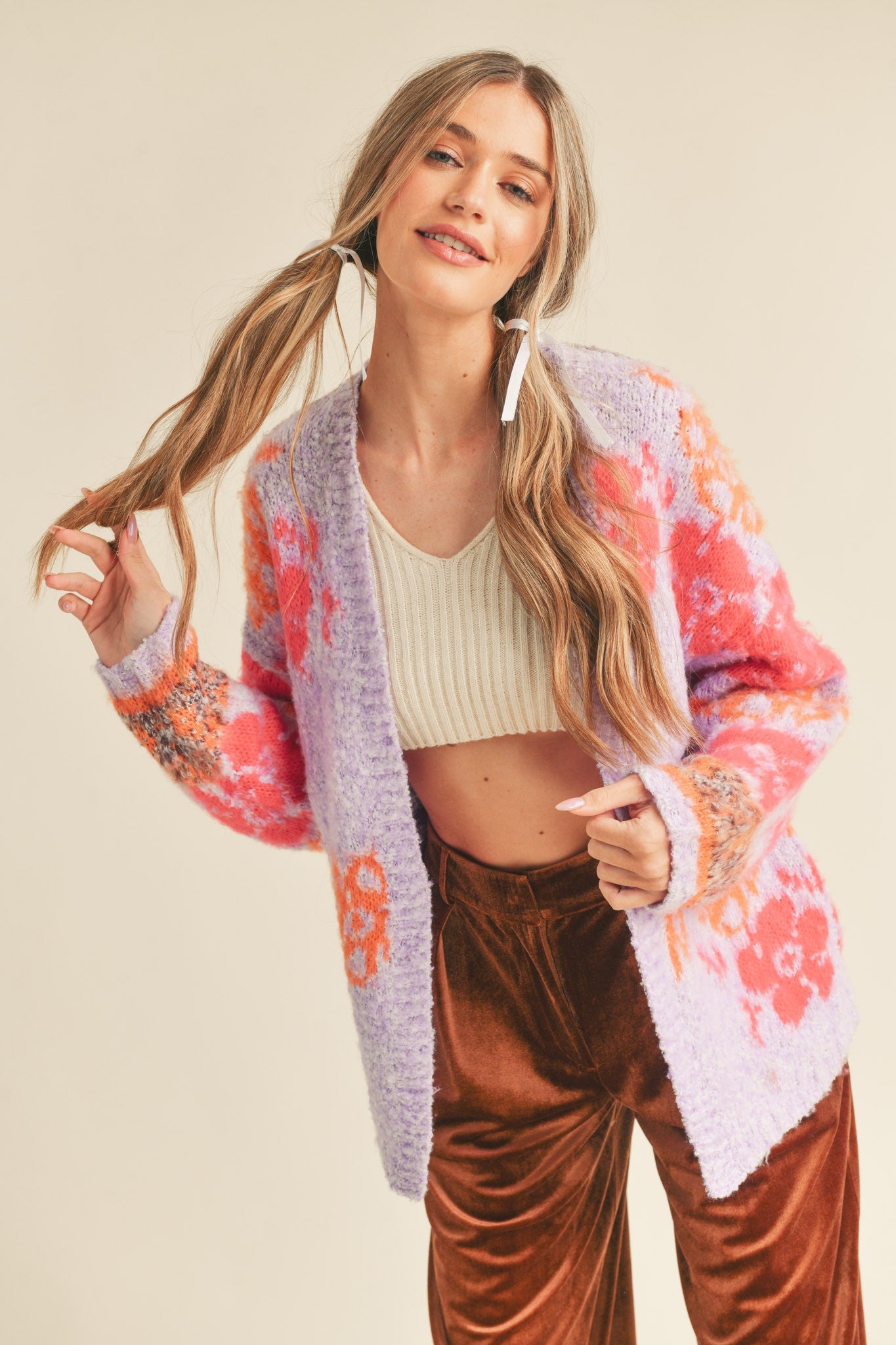 Multi Floral Pattern Cardigan