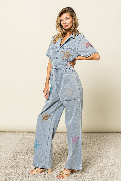 Take The Stage Denim Jumpsuit