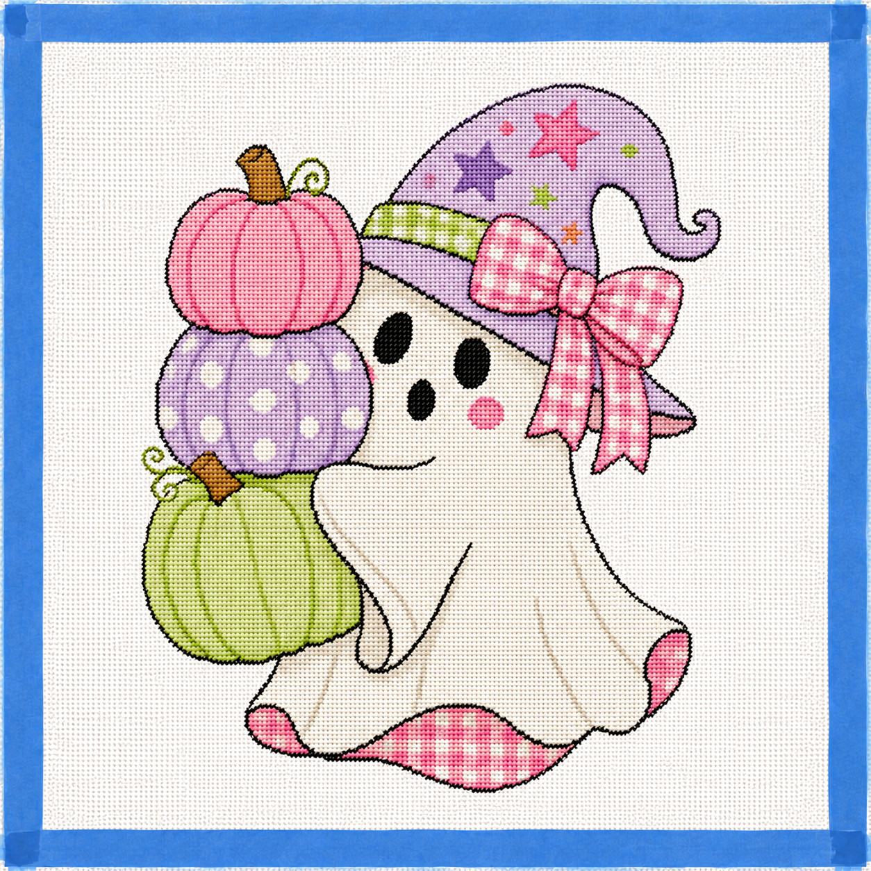 Halloween Pastel Pumpkins & Ghost Needlepoint Canvas