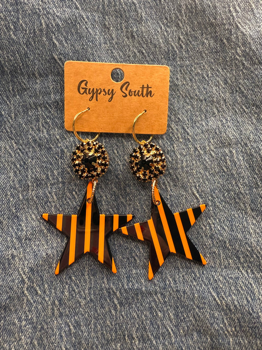 Gypsy South Halloween Striped Star Earrings