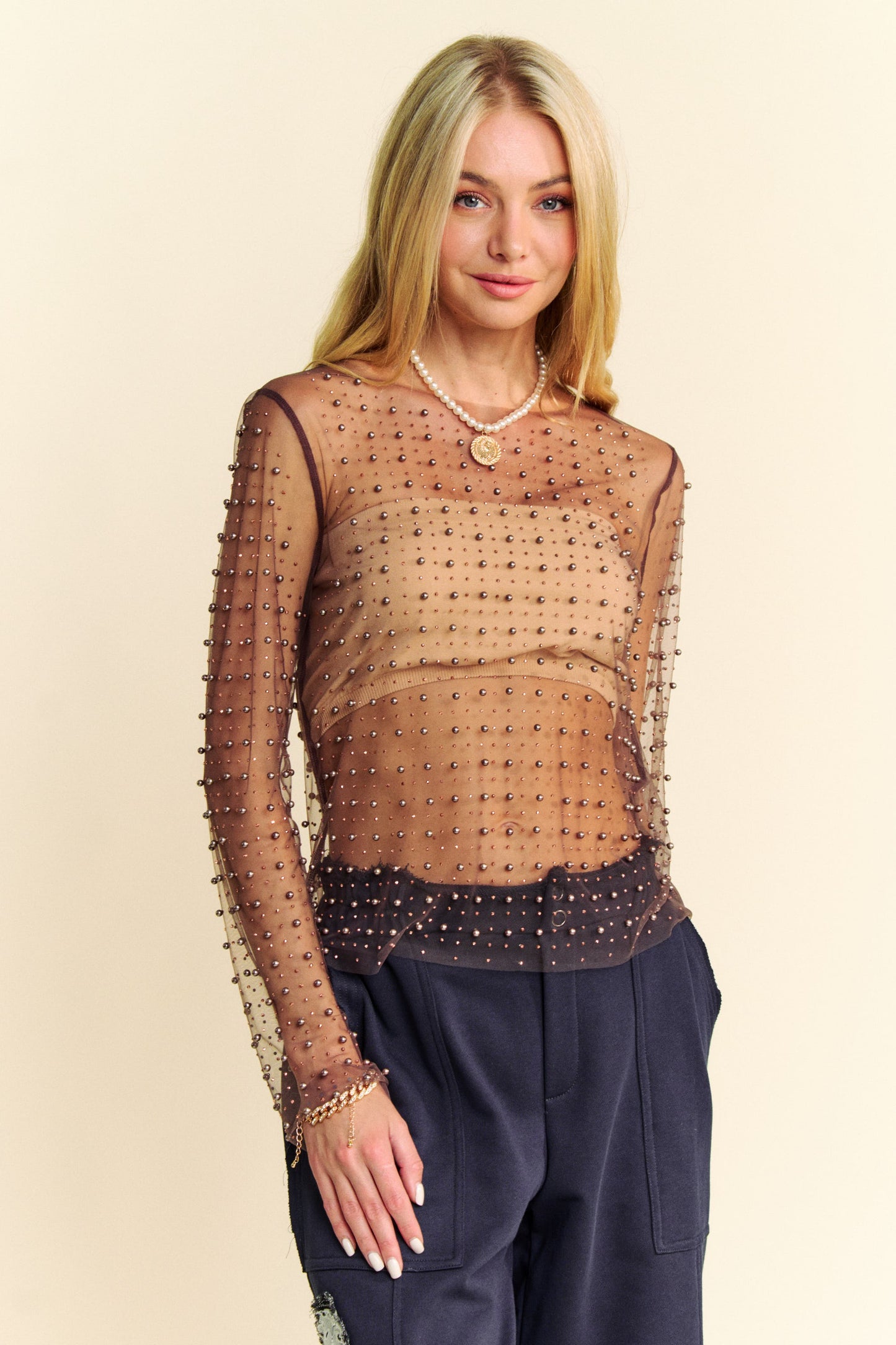 Pearl Mesh Top