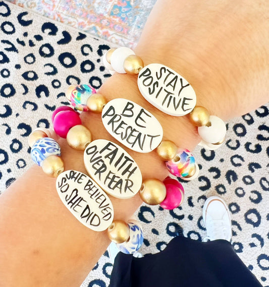 Affirmation Word Beaded Bracelets Inspirational