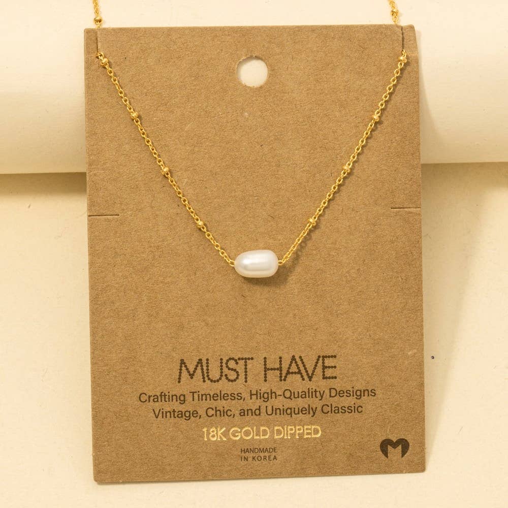 Gold Dipped Pearl Pendant Necklace