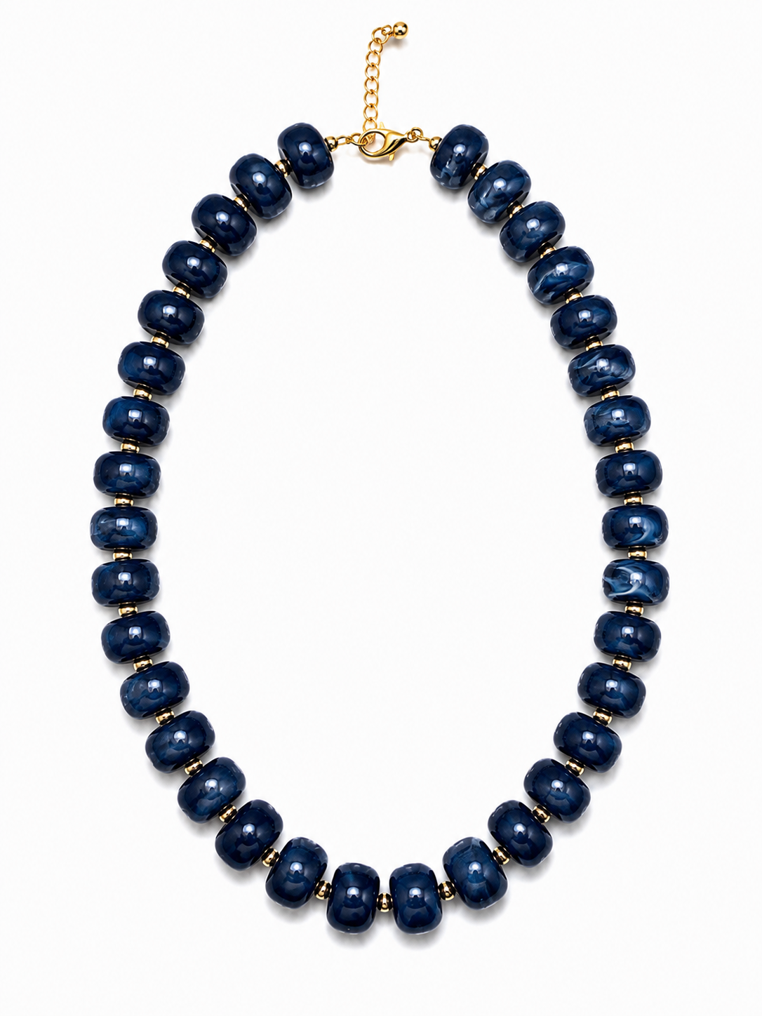 Navy Marbled Beaded Candy Necklace